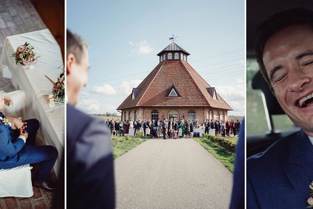 Trauung im Fohlenstall auf dem Schloss & Gut Ulrichshusen – Brautpaar vor dem Traualtar