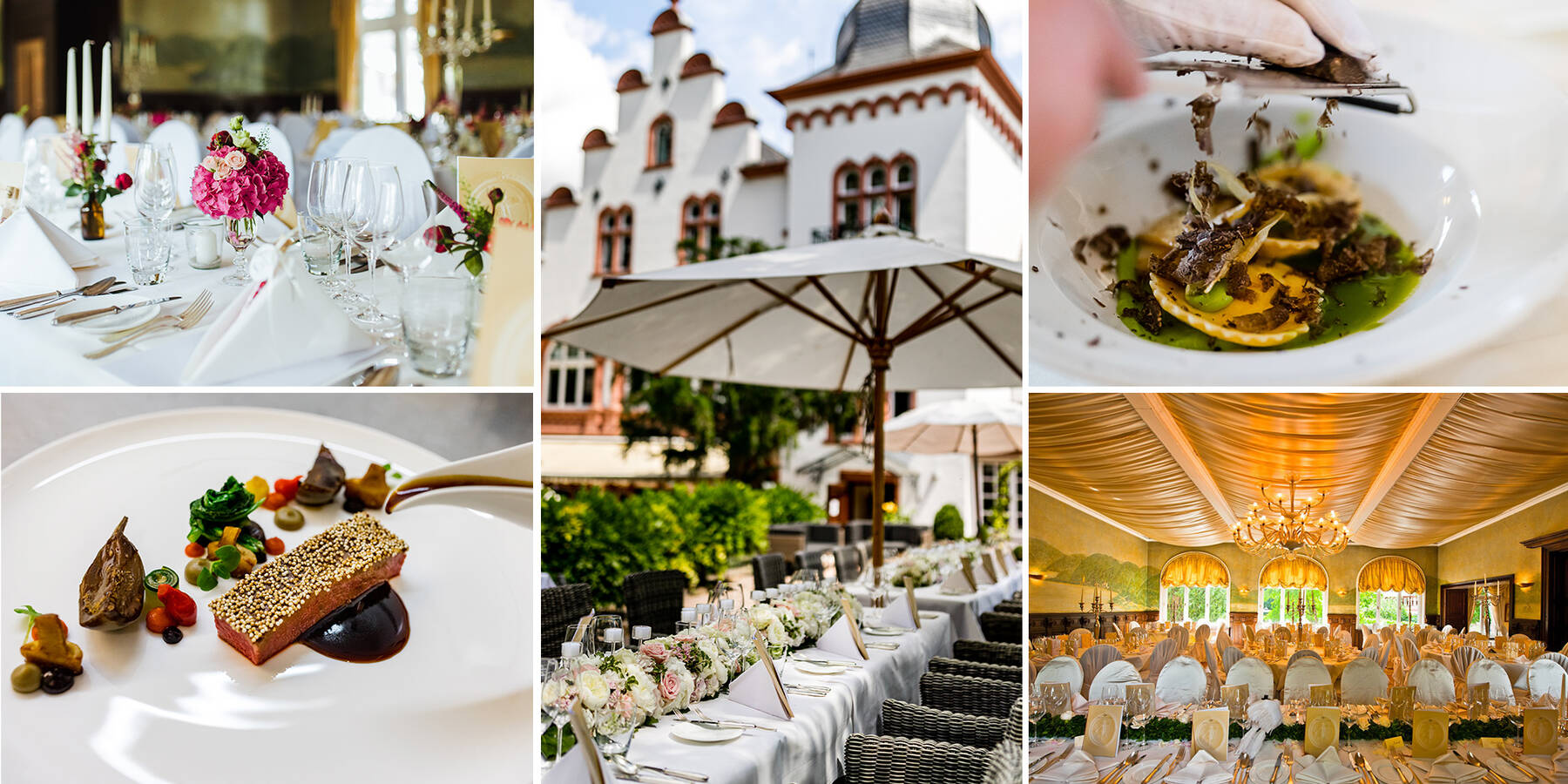 Hochzeitslocation mit köstlichem Essen und Trinken im Kronenschlösschen